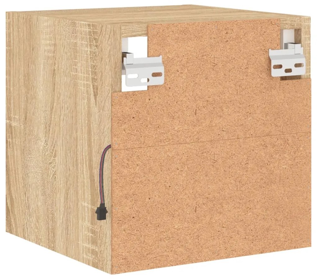 sonoma tölgy színű fali TV-szekrény LED-ekkel 30 x 28,5 x 30 cm
