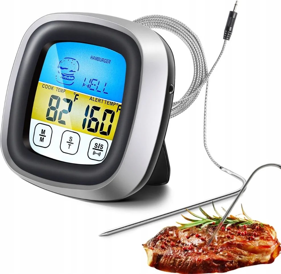 Digitális konyhai hőmérő húshoz, élelmiszerhez, grillezéshez, tűs -50°C 300°C