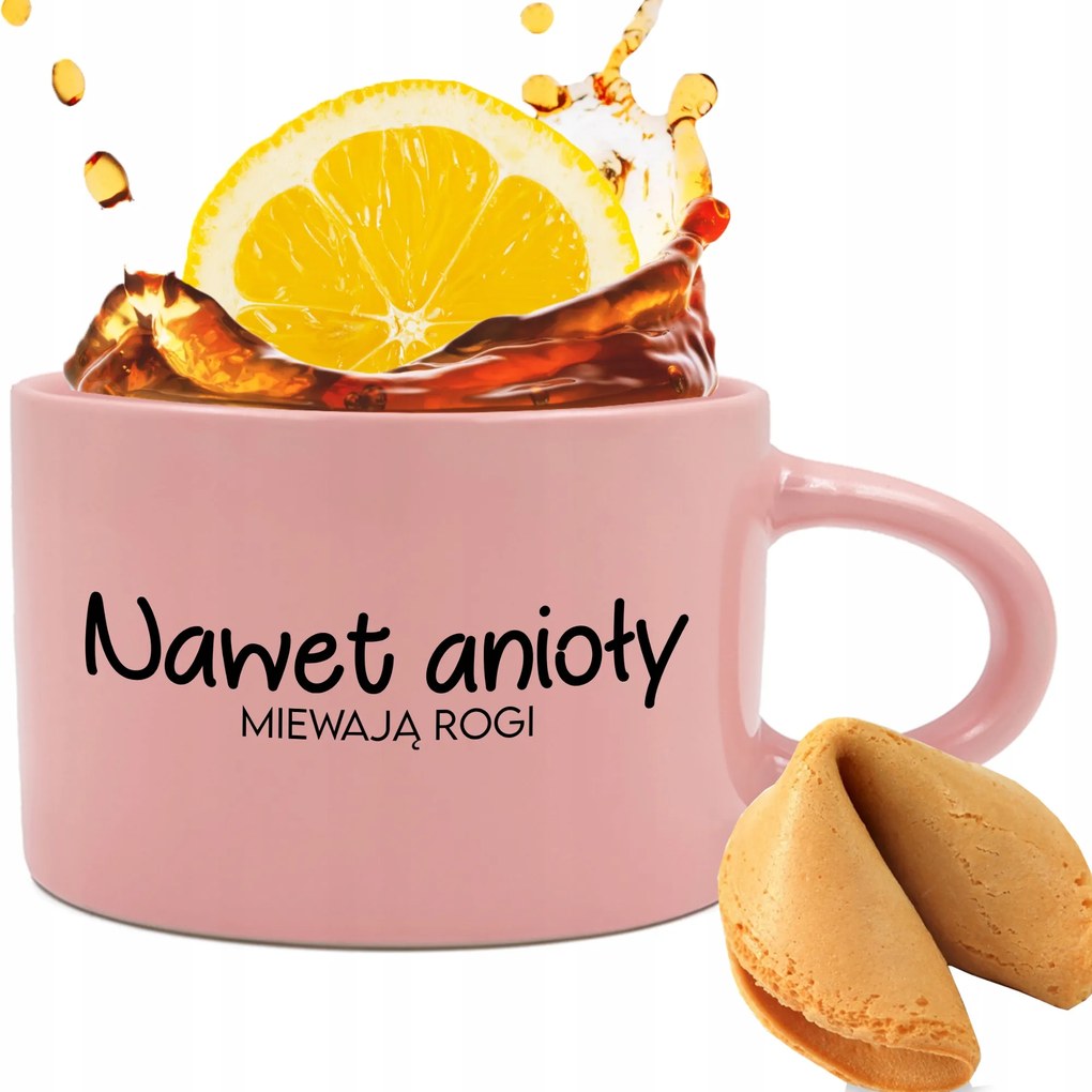 Rózsaszín Csésze 200ml Ajándék Párnak Még Angyal Keksz Jóslás