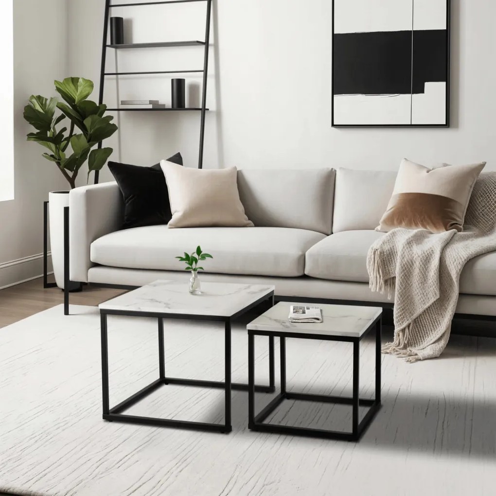 Dohányzóasztal fehér márvány szett ORI