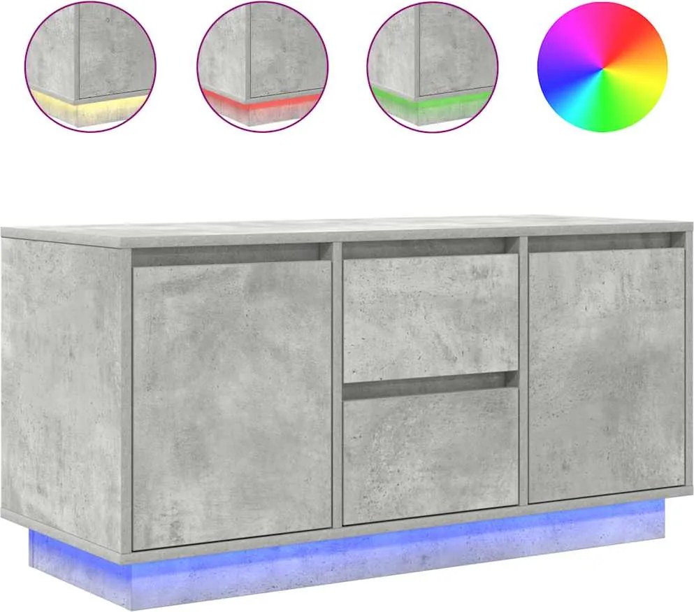 vidaXL betonszürke TV-szekrény LED lámpákkal 100x41x50 cm