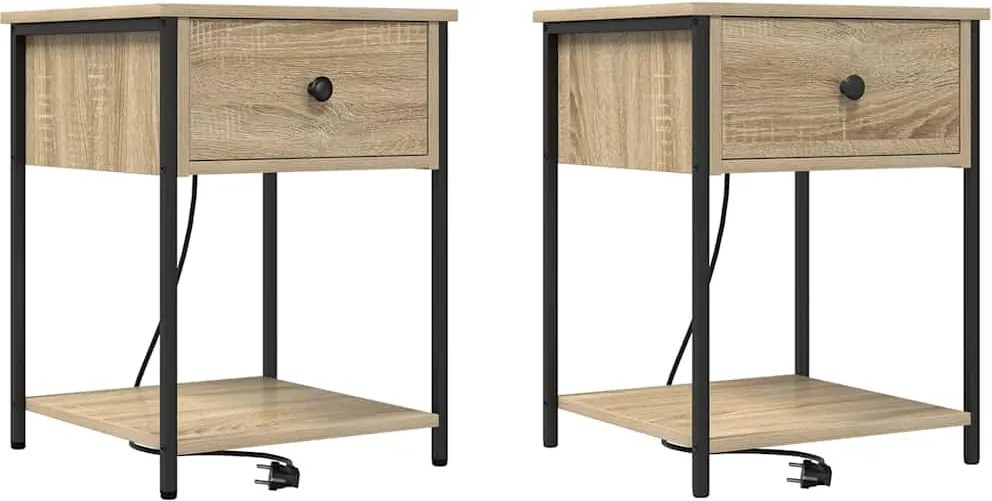 vidaXL Éjjeliszekrény 2 pcs Sonoma tölgy 42 x 41 x 56 cm Faanyag