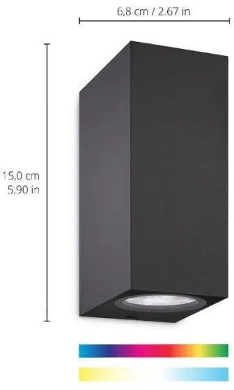 WiZ -LED RGBW Dimmelhető fali lámpa UP&DOWN 2xGU10/4,7W/230V fekete Wi-Fi