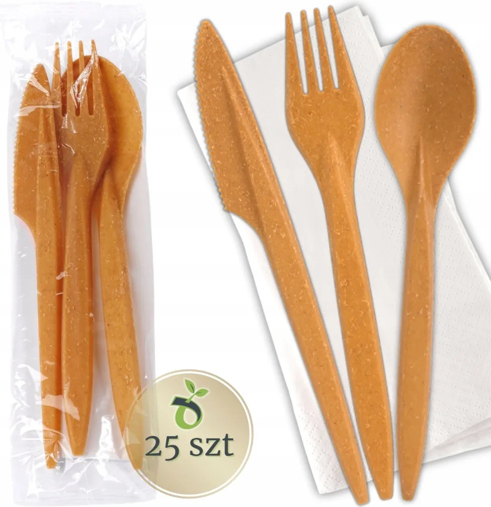 Többször felhasználható evőeszközök Wpc szalvéta villa kés kanál szett 25db-os Ecopicnic