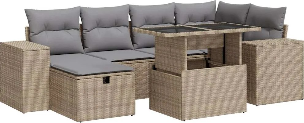 vidaXL 8 részes bézs polyrattan kerti ülőgarnitúra párnával