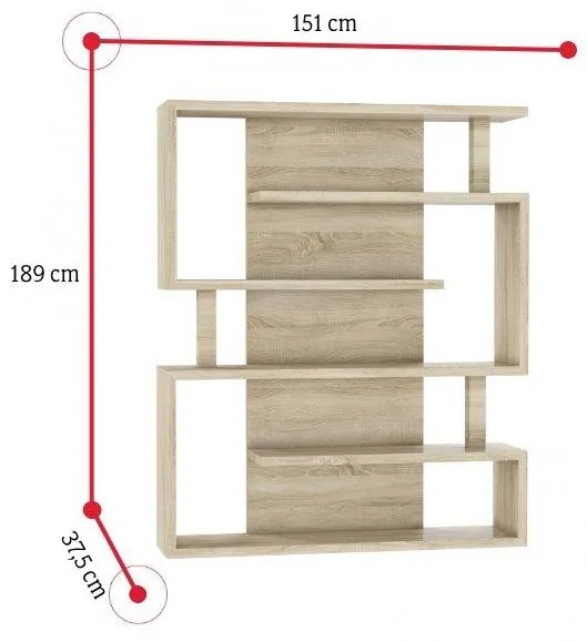 MASSA D polcrendszer, 151x189x37,5, sonoma tölgy