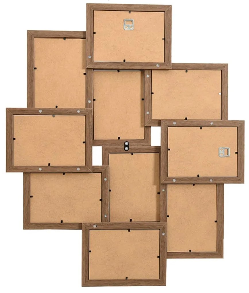 világosbarna MDF kollázs képkeret 10 db 10 x 15 cm-es képhez