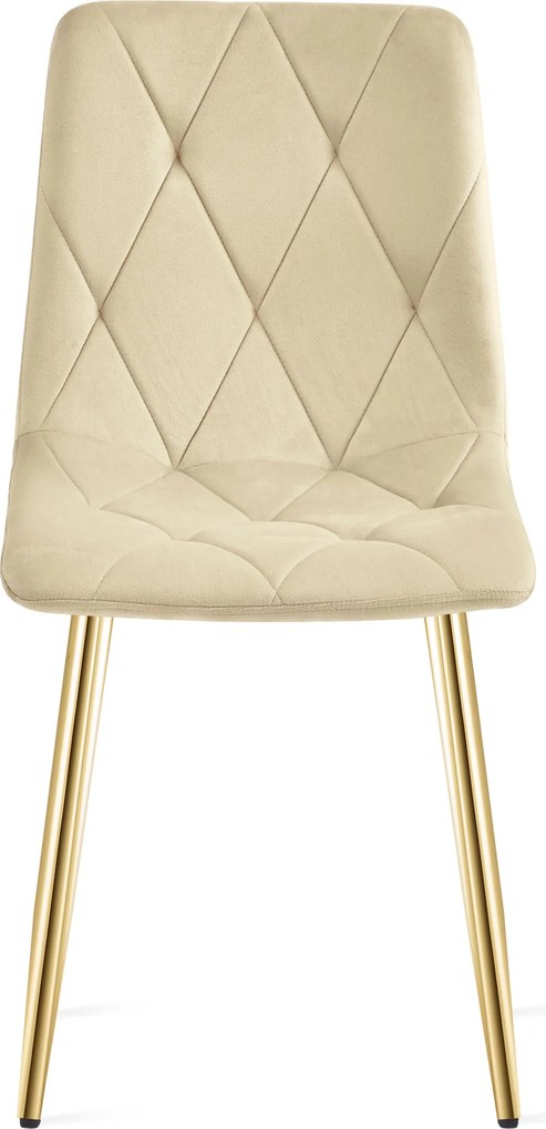 Világos bézs bársony étkezőszék LIBRA arany lábakkal