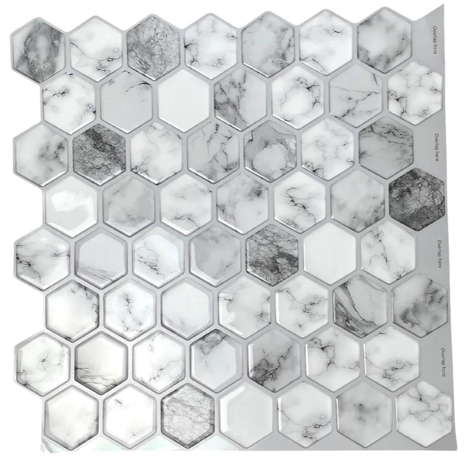 Felragasztható csempe - 3D mozaik - Márvány 6-szög 30,5 x 30,5 cm