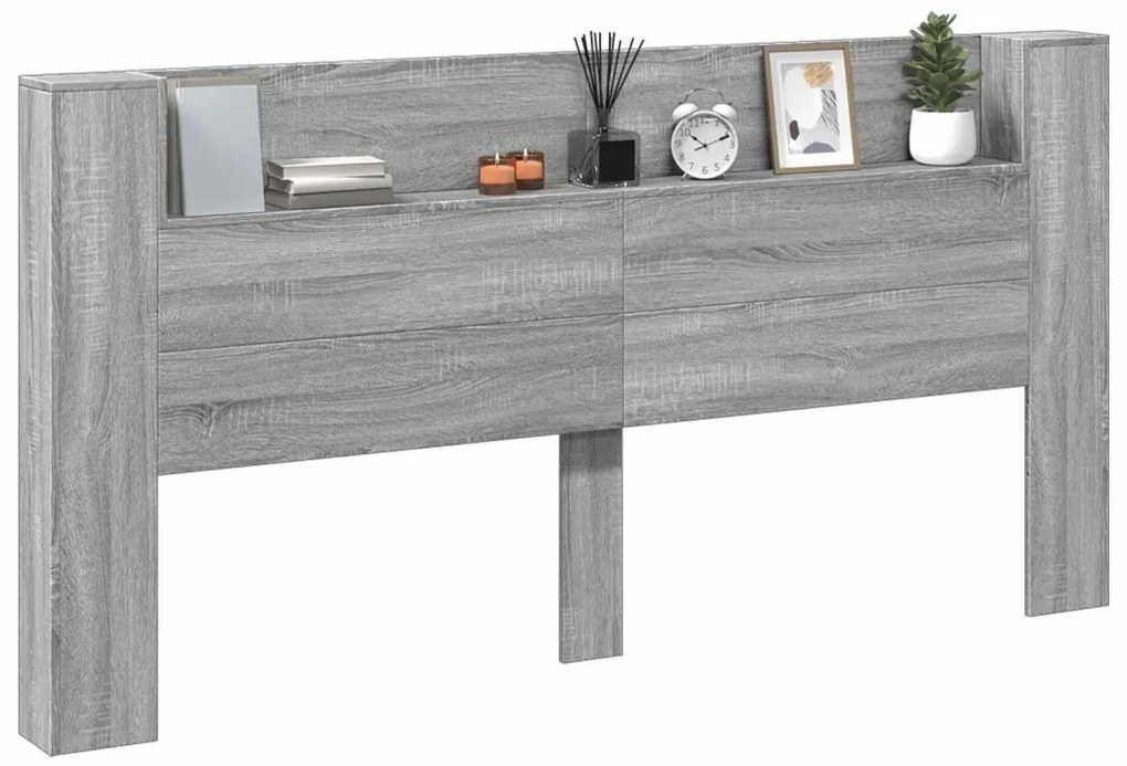 Fejtámla polcokkal Szürke Sonoma 200 x 16,5 x 103,5 cm Faanyag