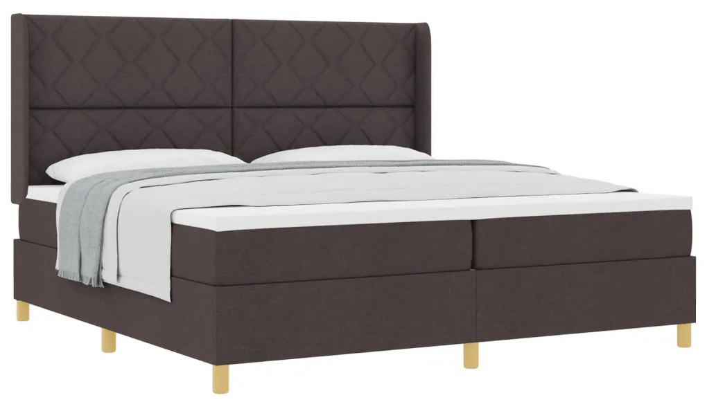 Boxspring Ágy Matracokkal Sötétbarna, 200x200 cm Szövetben