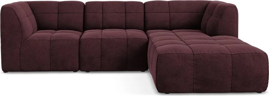 Borvörös bársony sarokkanapé (jobb oldali-heverő résszel) Aloha – Makamii