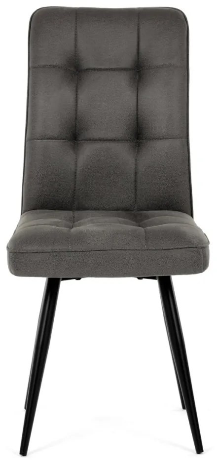 Scaun de dining cu tapițerie din material textil gri, cu aspect de piele periată