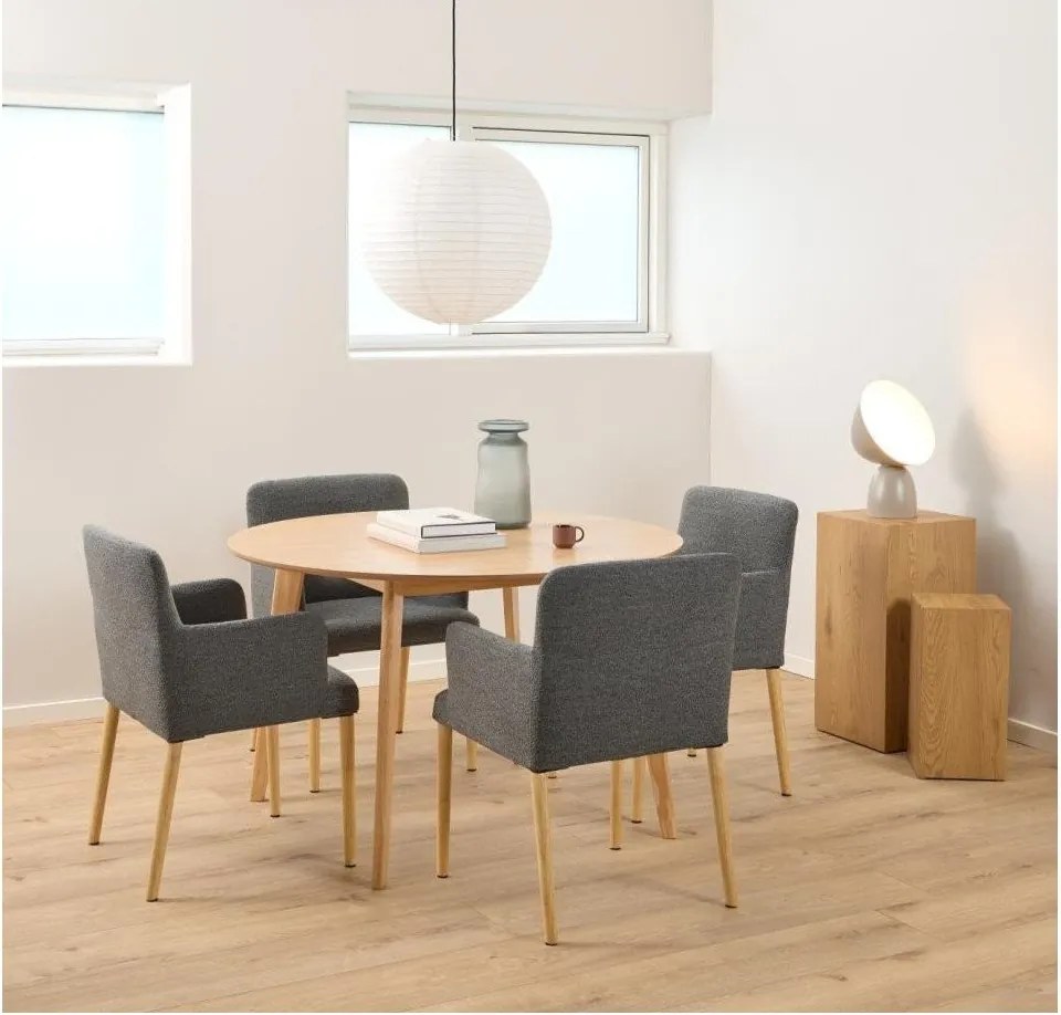 Szürke kárpitozott karfás étkezőfotel Zoe – Actona