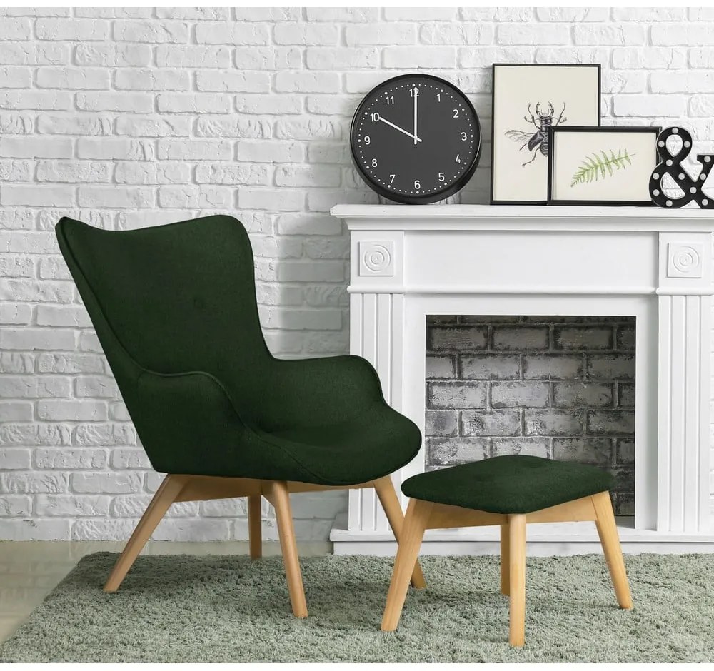 Sötétzöld fotel lábtartóval Niko – Ropez