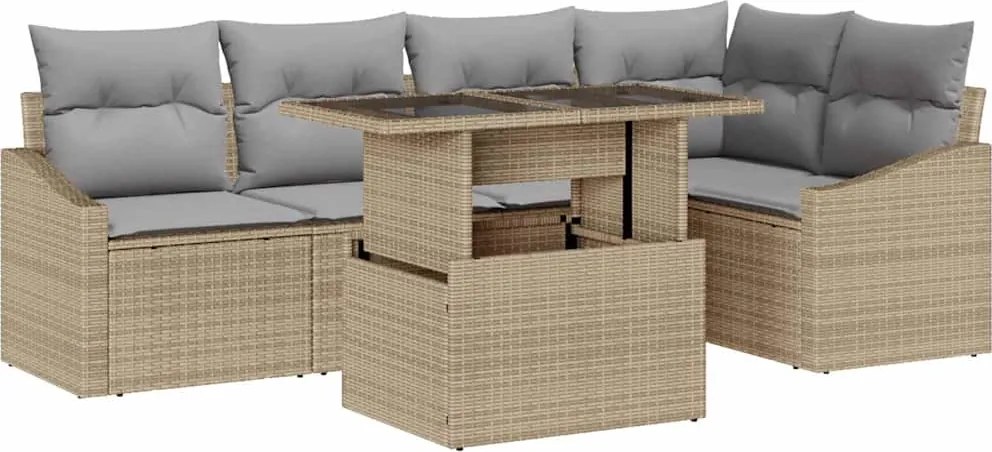 vidaXL Kerti Kanapé Szett párnával 6 pcs Beige és Világosszürke