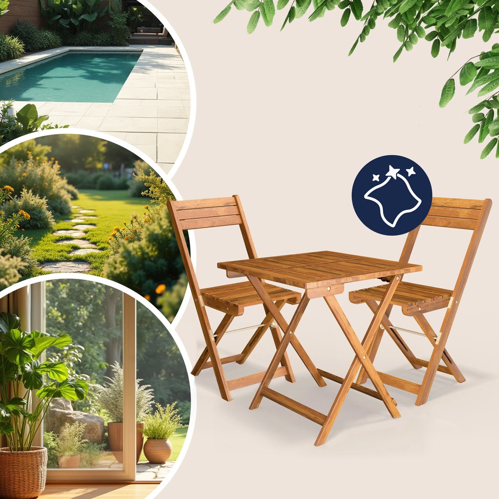 Casaria® Fa balkon bútor szett - akác