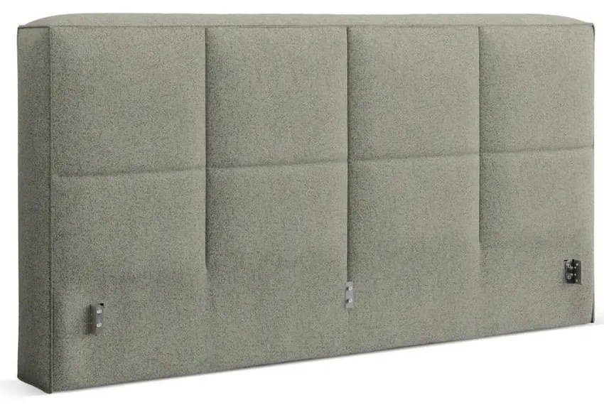 Zöld kárpitozott ágyneműtartós franciaágy ágyráccsal 160x200 cm Simon Darren – Micadoni