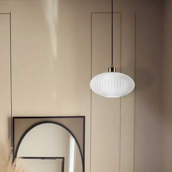 Csillár zsinóron HARMA 1xE27/15W/230V átm. 25 cm fehér/arany