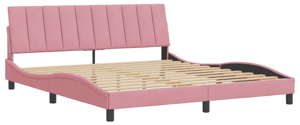 rózsaszín bársony ágykeret matrac nélkül Hanko 180 x 200 cm