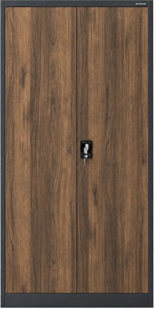 Antracit / dió rekeszes fémszekrény: Eco Design TOMASZ, 900 x 1850 x 450 mm