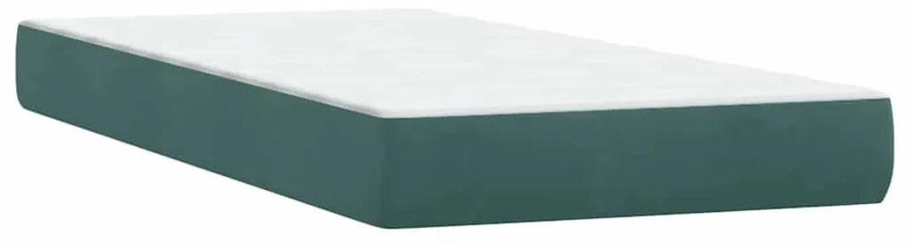 sötétzöld bársony rugós ágy matraccal 80x220 cm
