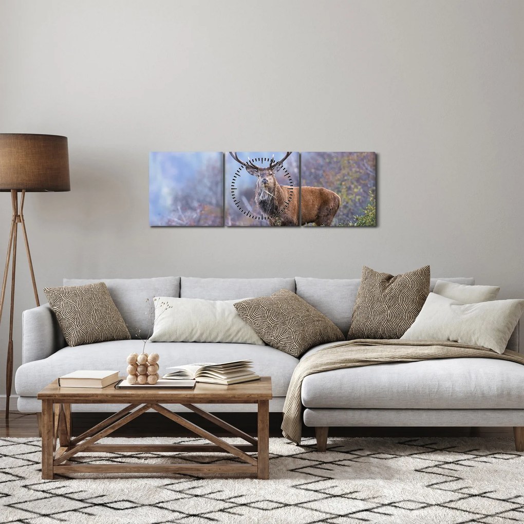 Kép - Szarvasok a tájban (órával) (90x30 cm)