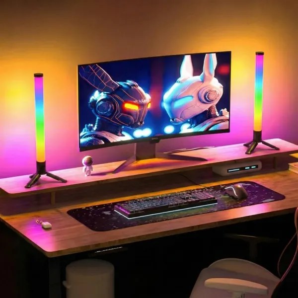 SZETT 2x LED RGBIC dimmelhető asztali lámpa LED/5W/5V fekete + távirányító