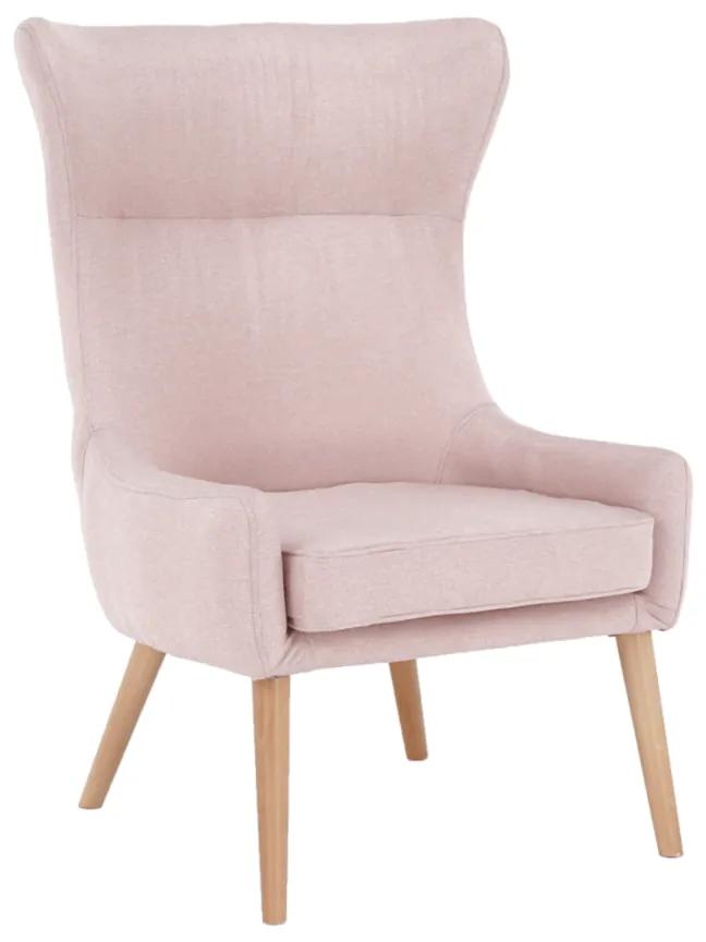 Füles fotel, rózsaszín/bükkfa, FADOR