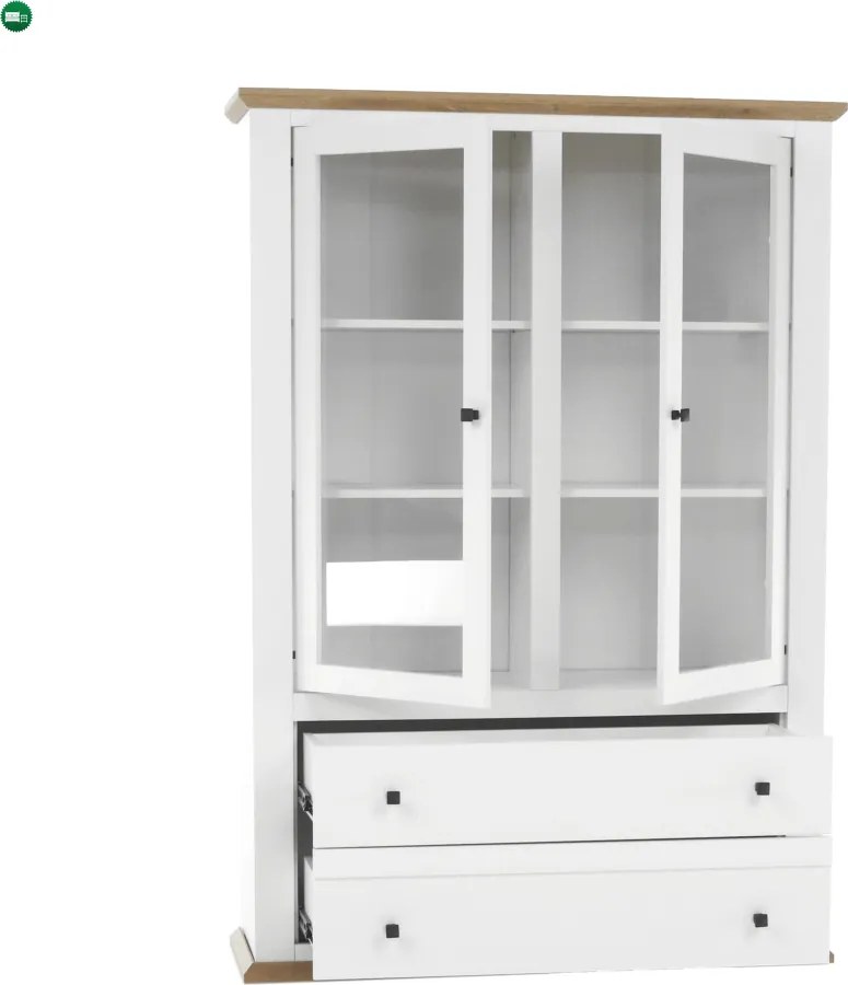Vitrin MZ5, fehér/grand tölgy, LEON