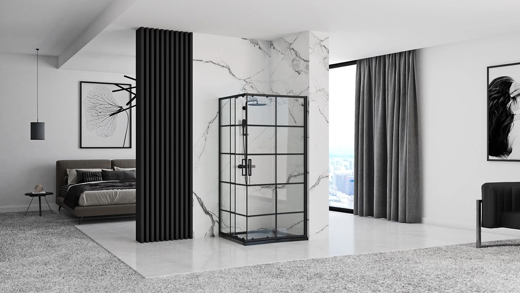 Rea Concept, zuhanykabin 80x100 cm + fehér Savoy zuhanytálca, KPL-K1005