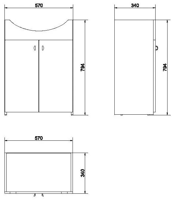 Cersanit Cersania BIANCO készlet, mosdó és szekrény 60 cm, fehér, S509-041-DSM