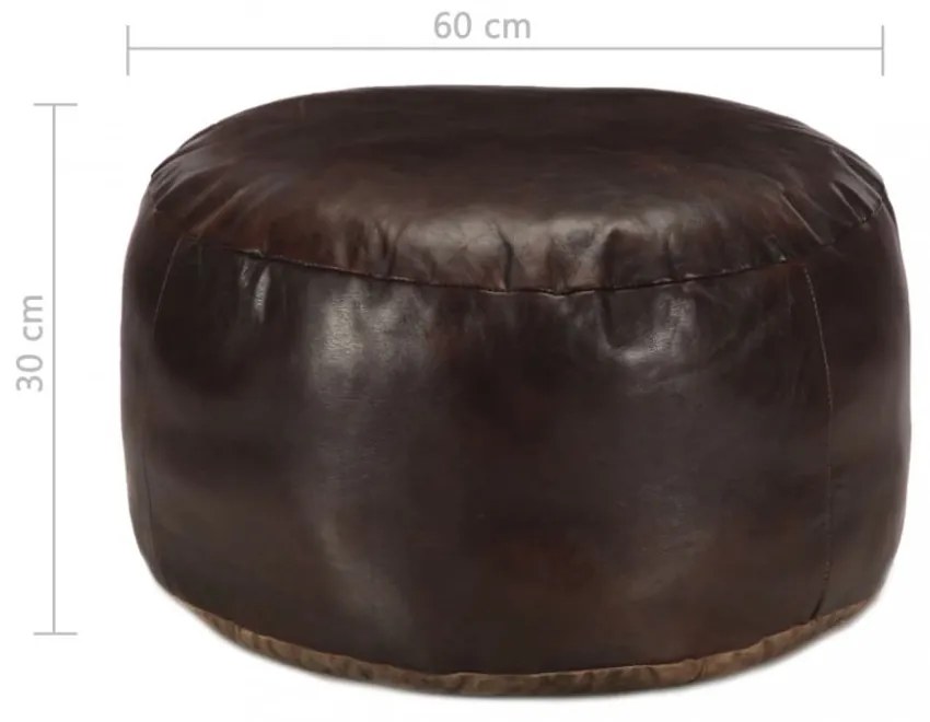 sötétbarna valódi kecskebőr puff 60 x 30 cm