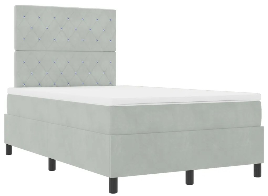 Boxspring Ágy Matrac Sötétszürke Kis Dupla Bársony