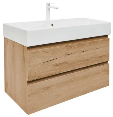 SAT B-Way Fürdőszobaszekrény mosdóval, 2 fiókos 99x50x45 cm matt tölgy BWAY2100OAKU2BBI