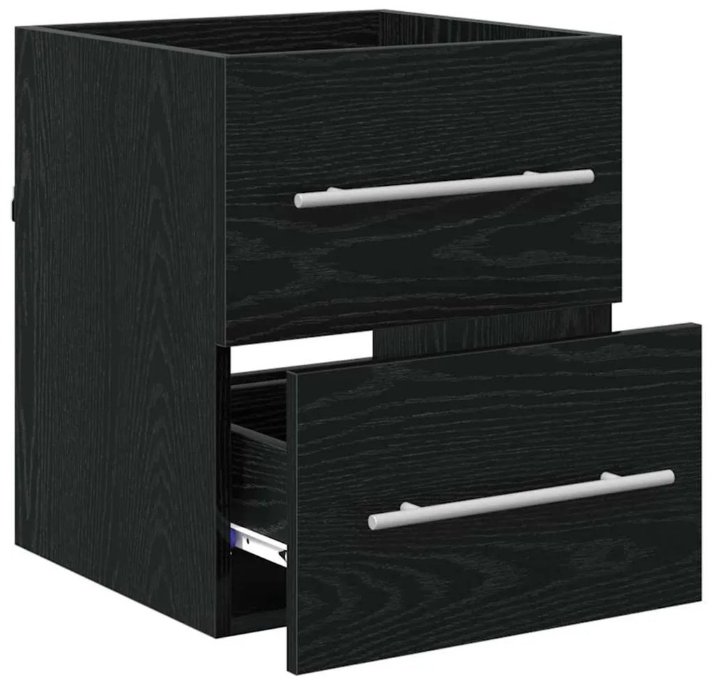 vidaXL Mosdókagyló szekrény Fekete tölgy 38,5 x 41 x 48 cm Faanyag