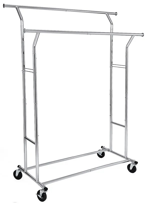 Állítható magasságú és szélességű ruhatartó állvány, ezüst
