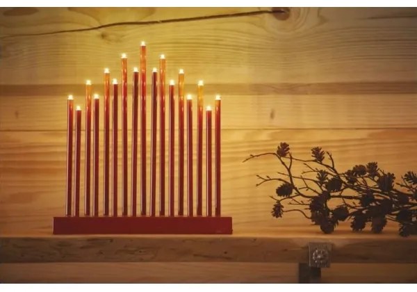 LED Karácsonyi gyertyatartó 17xLED/3xAA piros