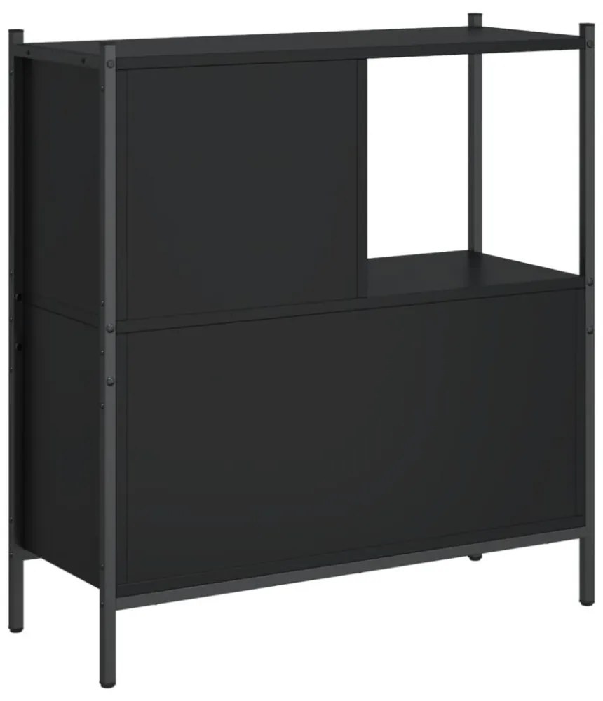 fekete szerelt fa könyvszekrény 72 x 28 x 77,5 cm