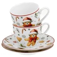 Karácsonyi porcelán kávés csésze + alj két személyes szett díszdobozban Christmas Cuties