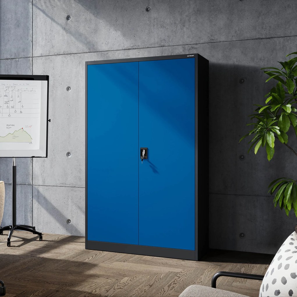 Fém iratszekrény JAN II, 1150 x 1850 x 400 mm, antracit-kék