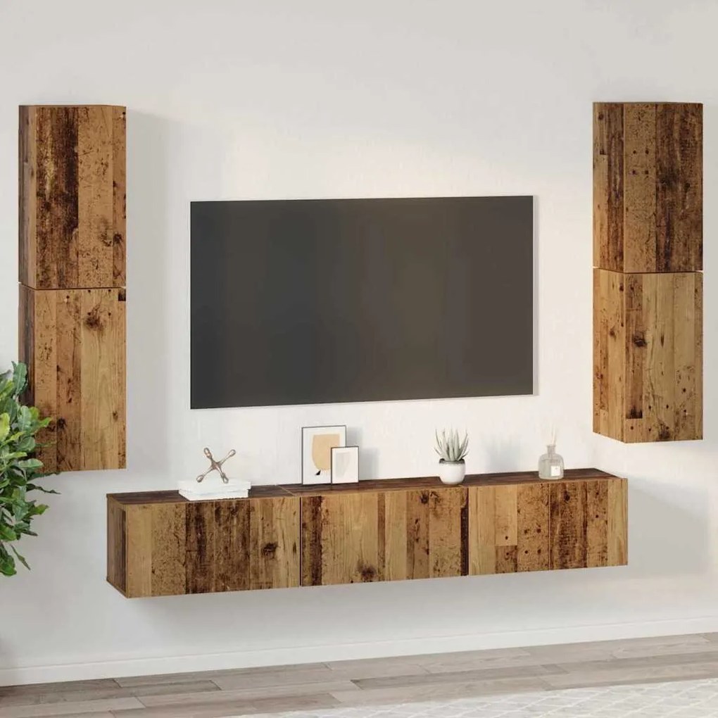 TV szekrény garnitúra 7 pcs Régi fa 60 x 30 x 30 cm Faanyag