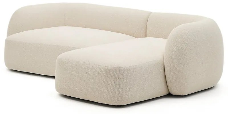 Krémszínű zsenília sarokkanapé (jobb oldali-heverő résszel) Martina – Kave Home