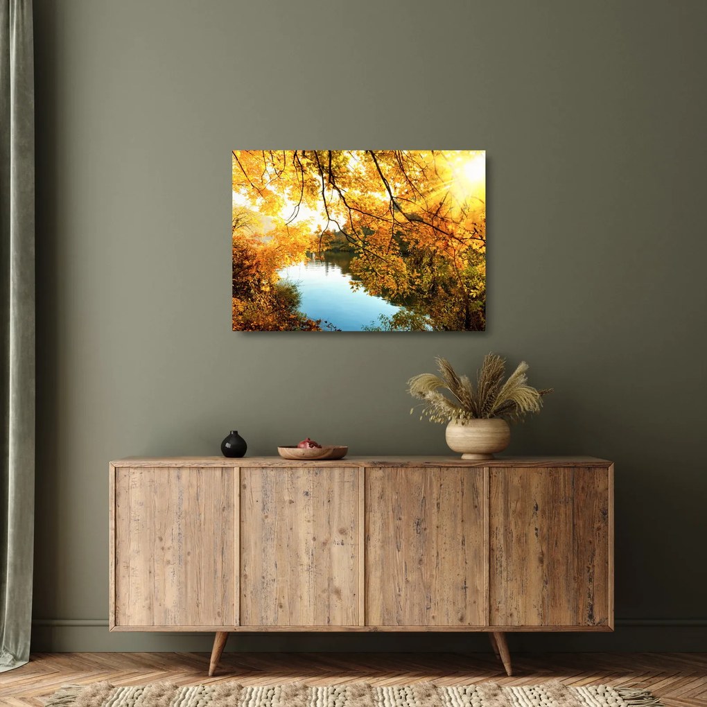 Üveg kép - Őszi fa (70x50 cm)