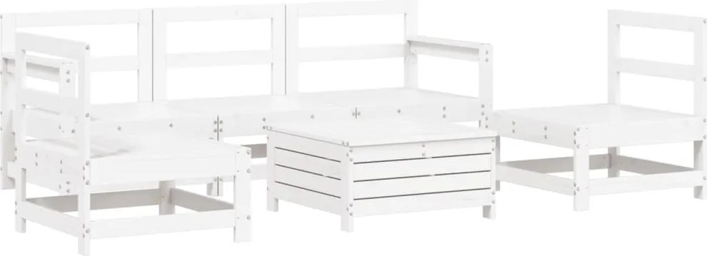 vidaXL 6 részes fehér tömör fenyőfa kerti kanapészett