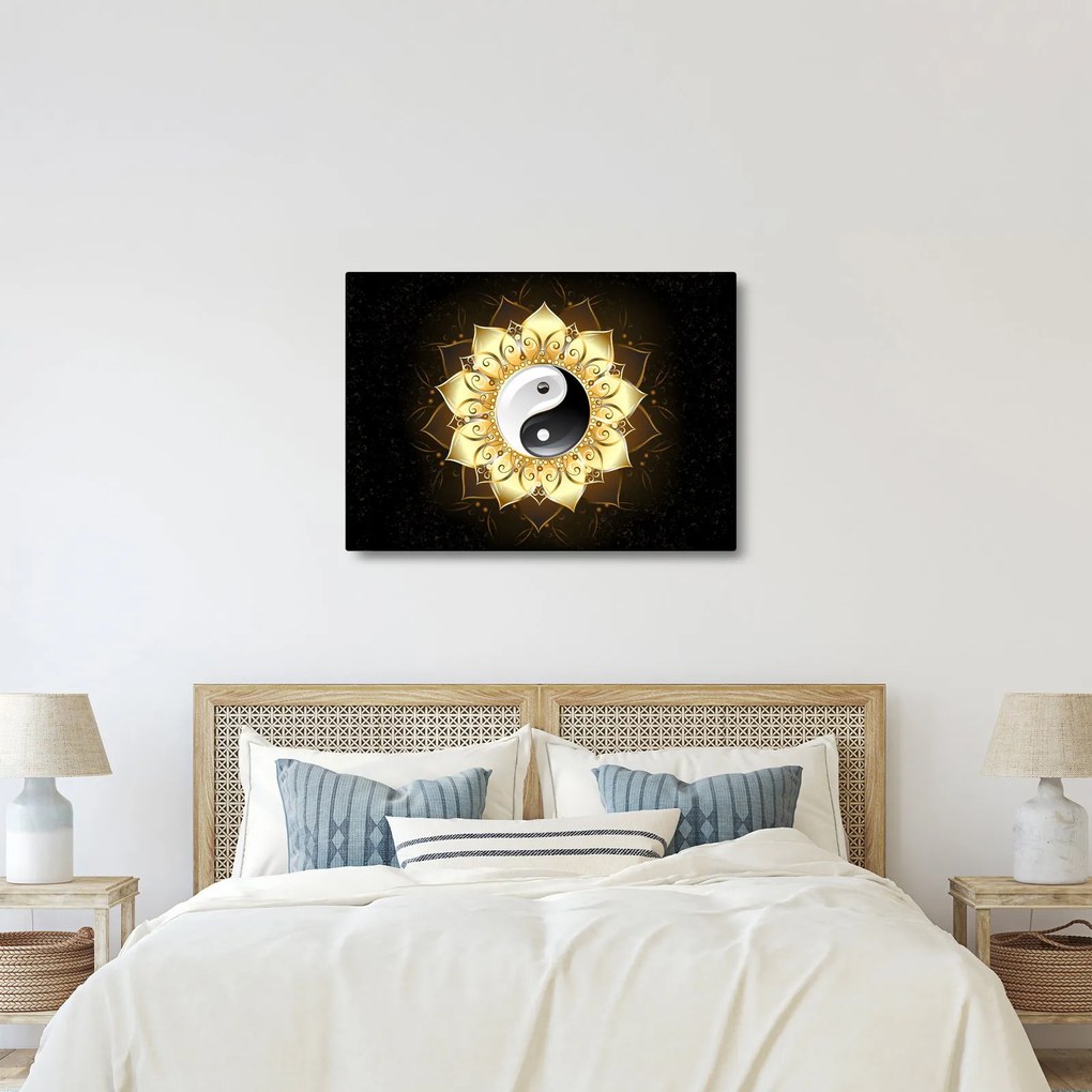 Kép - arany yin-yang (70x50 cm)