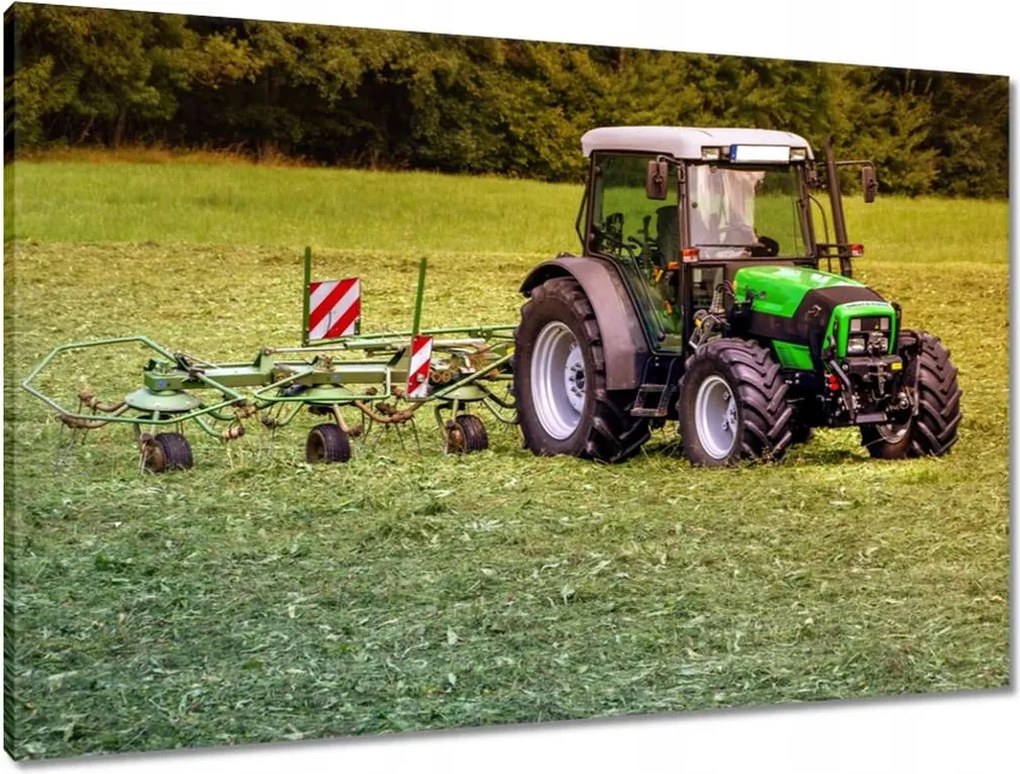 Vászonkép 90x60 Traktor a szénaföldön