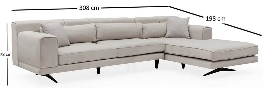 Jivago világosbézs sarokkanapé, jobb oldali - Artie