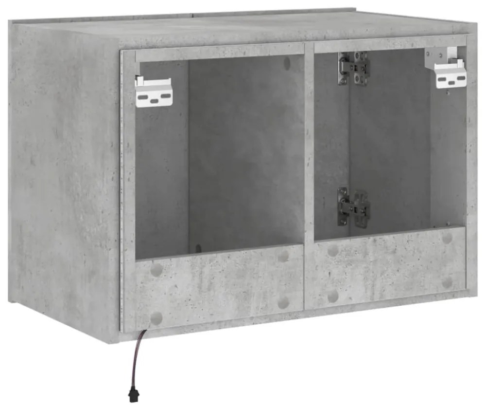 betonszürke falra szerelhető TV-szekrény LED-del 60x35x41 cm