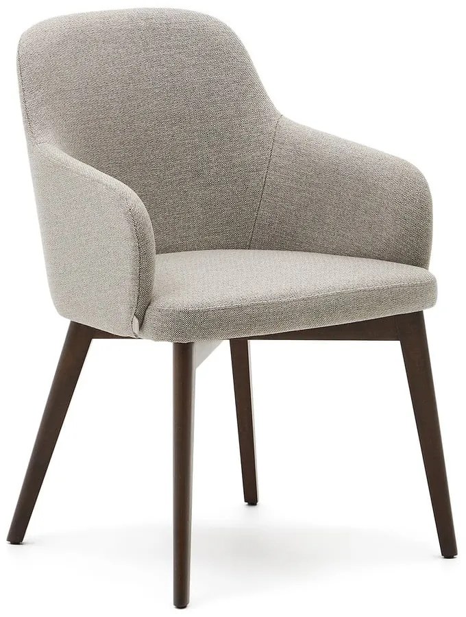 Bézs kárpitozott karfás étkezőfotel Nelida – Kave Home